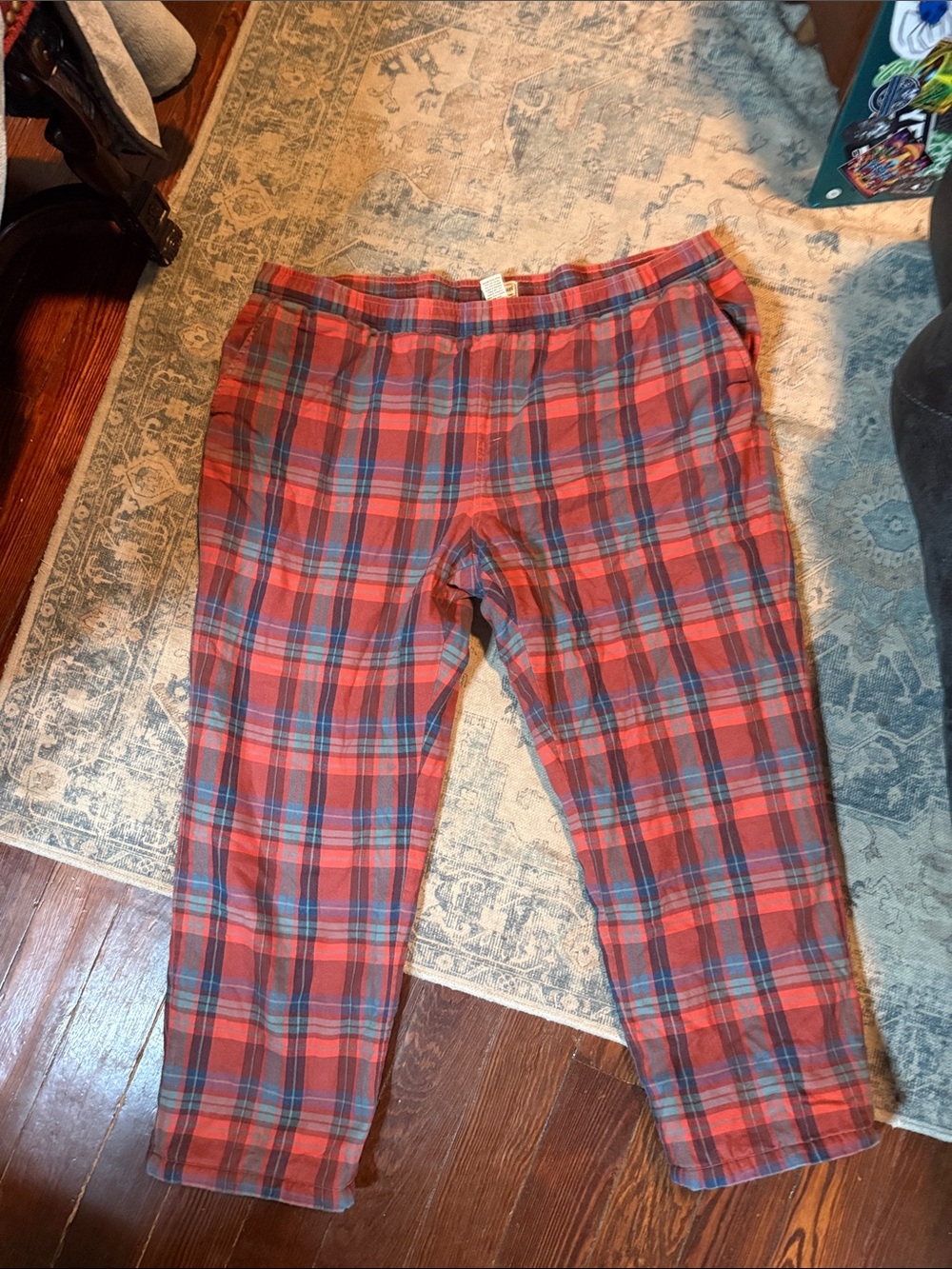 L.L. Bean Red & Blue Plaid Kids Sweatpants
